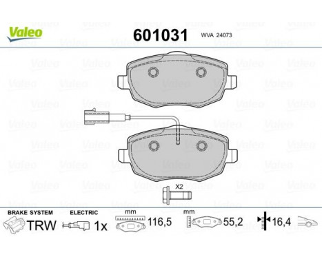 Brake Pad Set, disc brake 601031 Valeo, Image 2