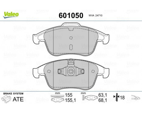 Brake Pad Set, disc brake 601050 Valeo