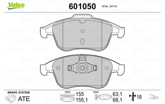 Brake Pad Set, disc brake 601050 Valeo