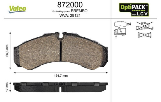 Brake Pad Set, disc brake 872000 Valeo