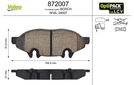 Brake Pad Set, disc brake 872007 Valeo