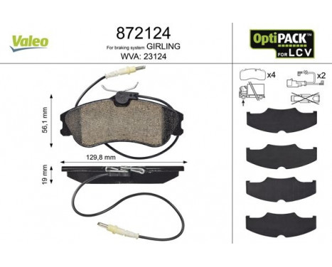 Brake Pad Set, disc brake 872124 Valeo, Image 2