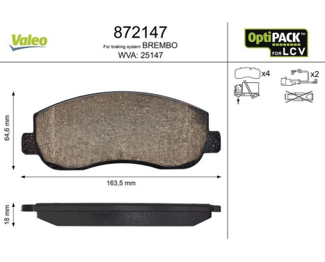 Brake Pad Set, disc brake 872147 Valeo