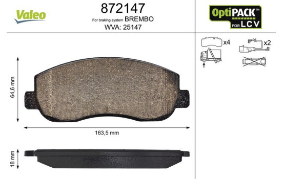 Brake Pad Set, disc brake 872147 Valeo