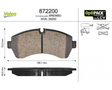 Brake Pad Set, disc brake 872200 Valeo, Image 2