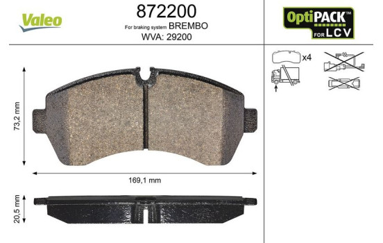 Brake Pad Set, disc brake 872200 Valeo