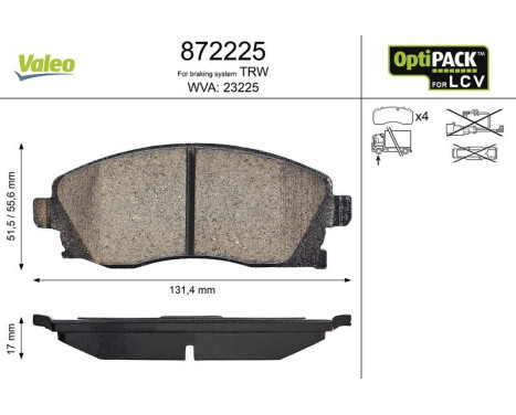 Brake Pad Set, disc brake 872225 Valeo