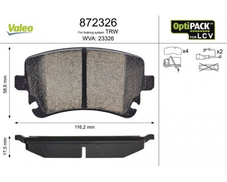 Brake Pad Set, disc brake 872326 Valeo, Image 2