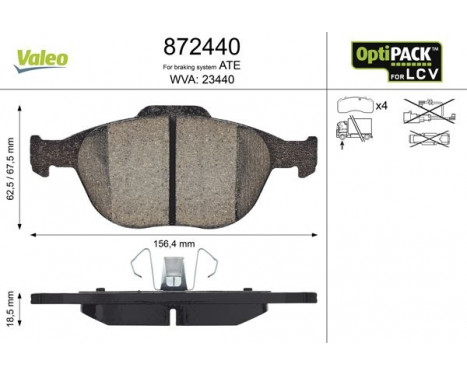 Brake Pad Set, disc brake 872440 Valeo, Image 2