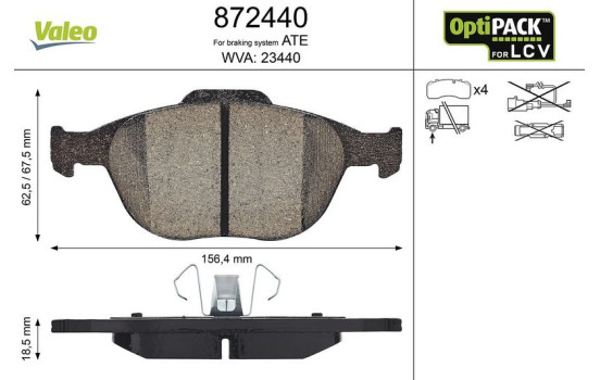 Brake Pad Set, disc brake 872440 Valeo