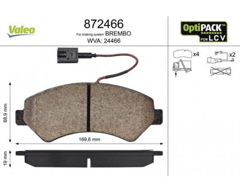 Brake Pad Set, disc brake 872466 Valeo, Image 2