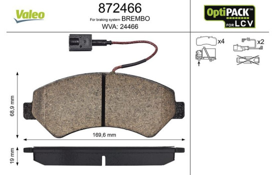 Brake Pad Set, disc brake 872466 Valeo