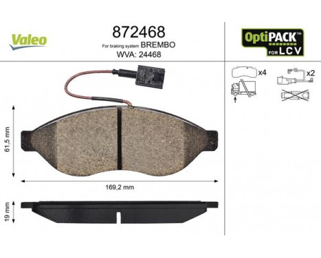 Brake Pad Set, disc brake 872468 Valeo, Image 2