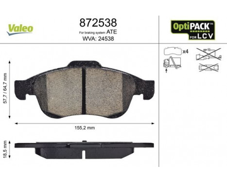 Brake Pad Set, disc brake 872538 Valeo, Image 2