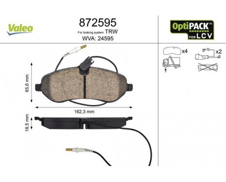 Brake Pad Set, disc brake 872595 Valeo, Image 2