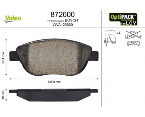 Brake Pad Set, disc brake 872600 Valeo, Image 2