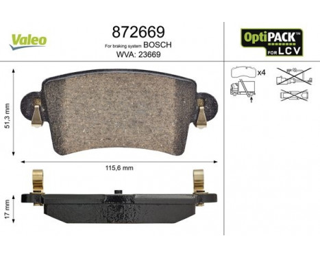 Brake Pad Set, disc brake 872669 Valeo, Image 2