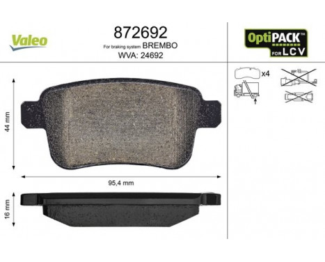Brake Pad Set, disc brake 872692 Valeo, Image 2