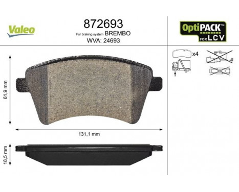 Brake Pad Set, disc brake 872693 Valeo, Image 2