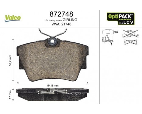 Brake Pad Set, disc brake 872748 Valeo, Image 2