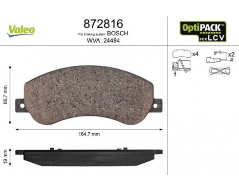 Brake Pad Set, disc brake 872816 Valeo, Image 2