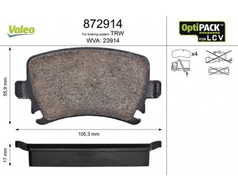 Brake Pad Set, disc brake 872914 Valeo, Image 2