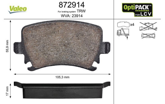 Brake Pad Set, disc brake 872914 Valeo