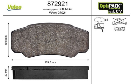 Brake Pad Set, disc brake 872921 Valeo