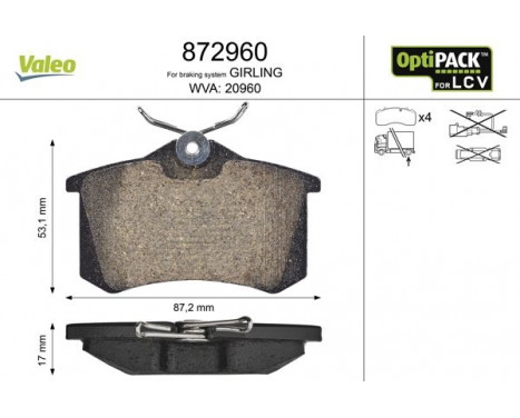 Brake Pad Set, disc brake 872960 Valeo, Image 2