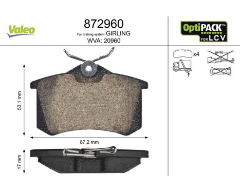 Brake Pad Set, disc brake 872960 Valeo