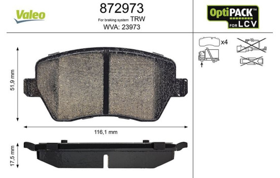 Brake Pad Set, disc brake 872973 Valeo