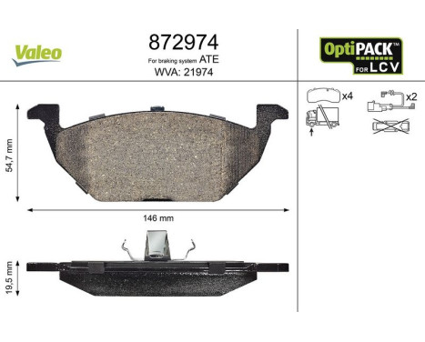 Brake Pad Set, disc brake 872974 Valeo