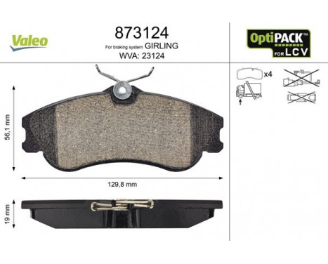 Brake Pad Set, disc brake 873124 Valeo, Image 2