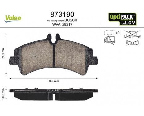 Brake Pad Set, disc brake 873190 Valeo, Image 2