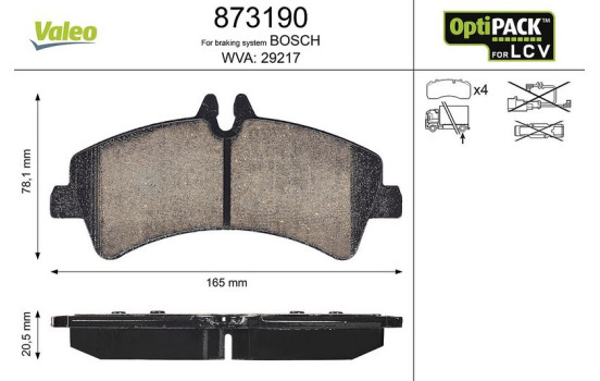 Brake Pad Set, disc brake 873190 Valeo