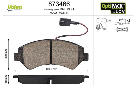 Brake Pad Set, disc brake 873466 Valeo