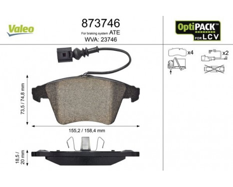 Brake Pad Set, disc brake 873746 Valeo, Image 2