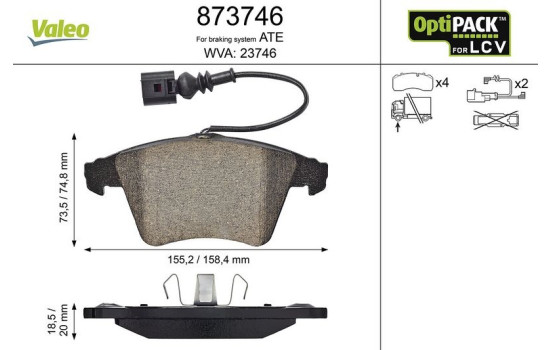 Brake Pad Set, disc brake 873746 Valeo
