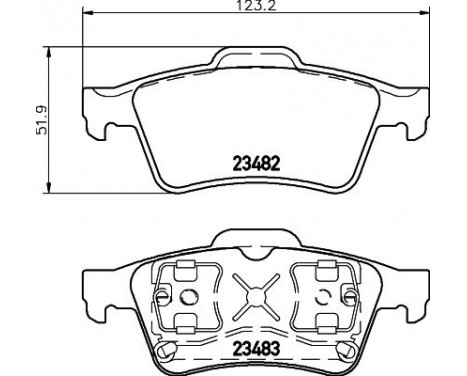 Brake Pad Set, disc brake 8DB 355 009-121 Hella