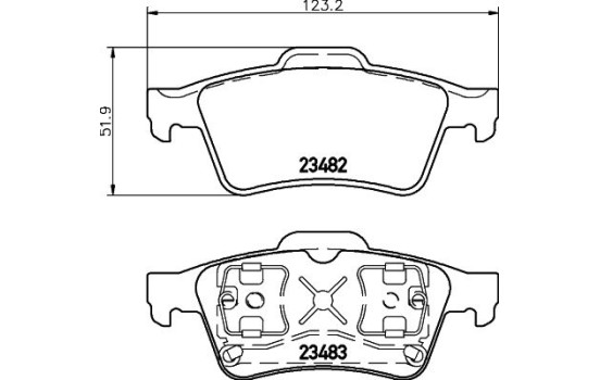 Brake Pad Set, disc brake 8DB 355 009-121 Hella