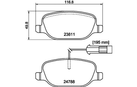 Brake Pad Set, disc brake 8DB 355 015-571 Hella