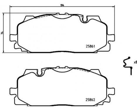 Brake pad set, disc brake 8DB 355 021-641 Hella