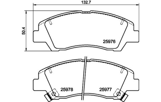 Brake pad set, disc brake 8DB 355 023-001 Hella