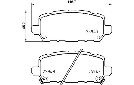 Brake pad set, disc brake 8DB 355 025-591 Hella