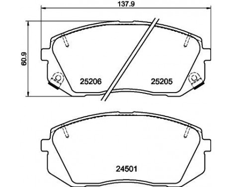 Brake pad set, disc brake 8DB 355 025-981 Hella