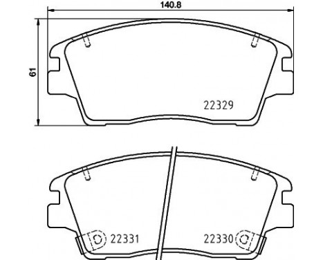 Brake pad set, disc brake 8DB 355 031-671 Hella