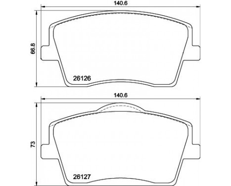 Brake pad set, disc brake 8DB 355 039-001 Hella