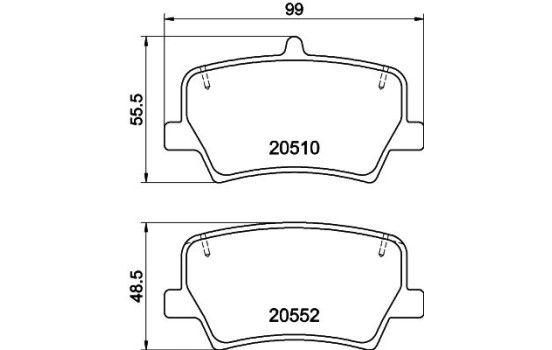Brake pad set, disc brake 8DB 355 039-391 Hella