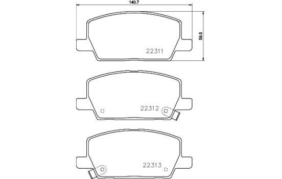 Brake pad set, disc brake 8DB 355 040-001 Hella, Image 4