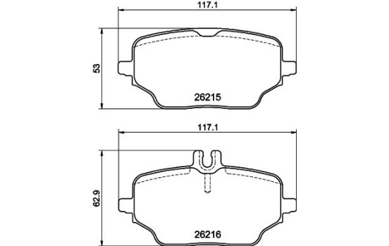 Brake pad set, disc brake 8DB 355 040-331 Hella